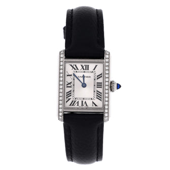 Cartier Must de Cartier Tank Quartz Watch Stainless Steel and Leather with Diamond Bezel 22