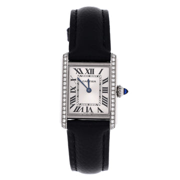 Cartier Must de Cartier Tank Quartz Watch Stainless Steel and Leather with Diamond Bezel 22