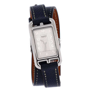 Hermes Nantucket Double Tour Quartz Watch Stainless Steel and Leather 20
