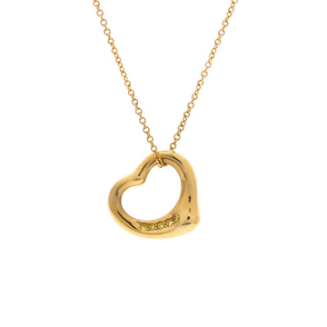 Tiffany & Co. Elsa Peretti Open Heart 5 Diamonds Pendant Necklace 18K Yellow Gold with Diamonds 11mm