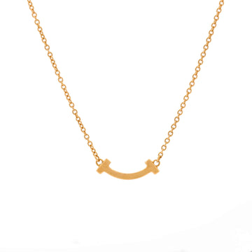Tiffany & Co. T Smile Pendant Necklace 18K Rose Gold Mini