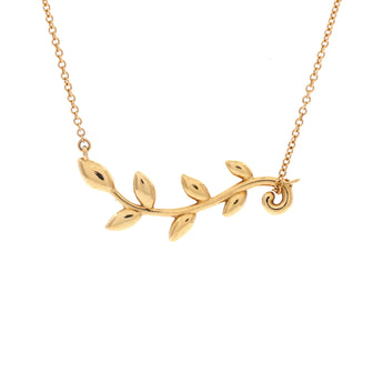 Tiffany & Co. Paloma Picasso Olive Leaf Vine Pendant Necklace 18K Yellow Gold