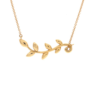 Tiffany & Co. Paloma Picasso Olive Leaf Vine Pendant Necklace 18K Yellow Gold
