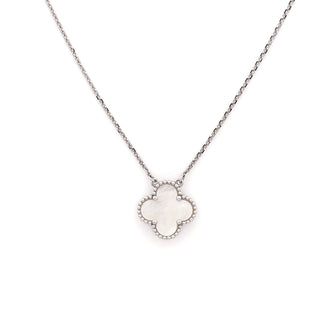 Van Cleef & Arpels Vintage Alhambra Pendant Necklace 18K White Gold and Mother of Pearl