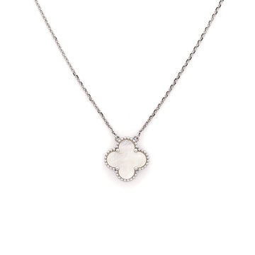 Van Cleef & Arpels Vintage Alhambra Pendant Necklace 18K White Gold and Mother of Pearl