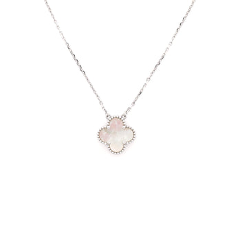 Van Cleef & Arpels Vintage Alhambra Pendant Necklace 18K White Gold and Mother of Pearl