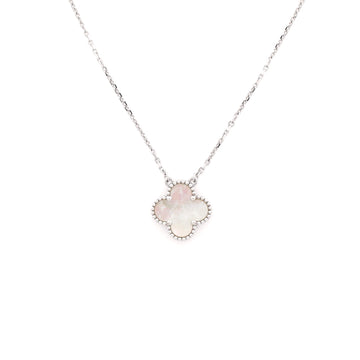 Van Cleef & Arpels Vintage Alhambra Pendant Necklace 18K White Gold and Mother of Pearl