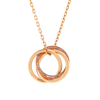 Cartier Trinity Pendant Necklace 18K Rose Gold with Pave Pink Sapphires