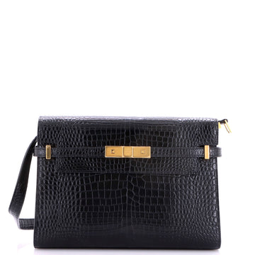Saint Laurent Manhattan Shoulder Bag Crocodile Embossed Leather Medium