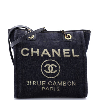 Chanel North South Deauville Tote Raffia with Glitter Detail Small