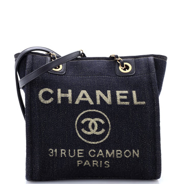 Chanel North South Deauville Tote Raffia with Glitter Detail Small