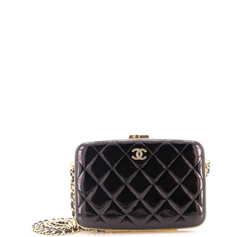 Chanel Framed Box Clutch with Chain Quilted Patent Small