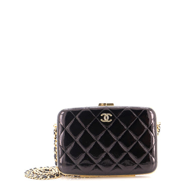Chanel Framed Box Clutch with Chain Quilted Patent Small