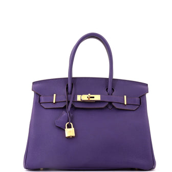 Hermes Birkin Handbag Iris Togo with Gold Hardware 30