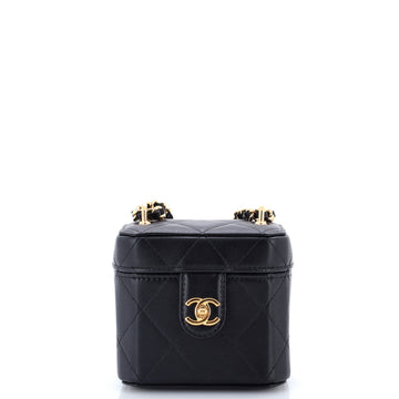 Chanel CC Turnlock Box Vanity Case with Chain Quilted Lambskin Mini