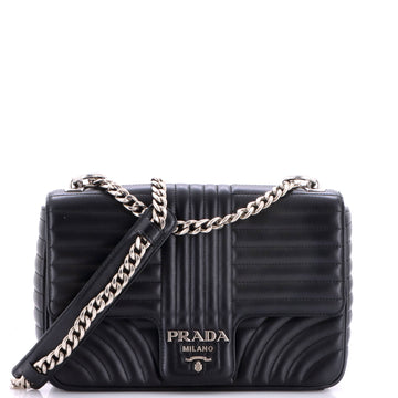 Prada Chain Flap Shoulder Bag Diagramme Quilted Leather Large