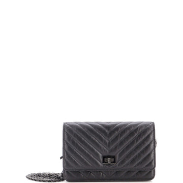 Chanel So Black Reissue 2.55 Wallet on Chain Chevron Aged Calfskin