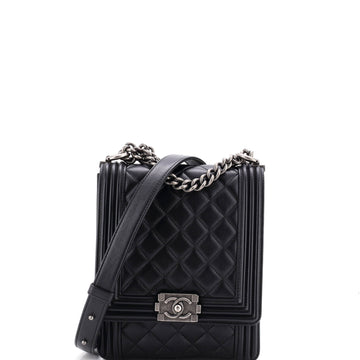 Chanel North South Boy Flap Bag Quilted Lambskin Small