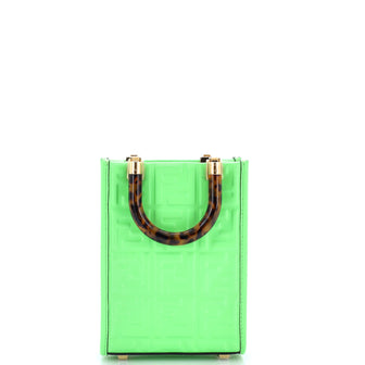 Fendi Sunshine Shopper Tote Zucca Embossed Leather Mini