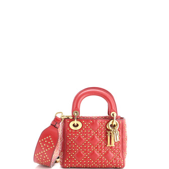 Christian Dior Supple Lady Dior Bag Cannage Studded Lambskin Mini
