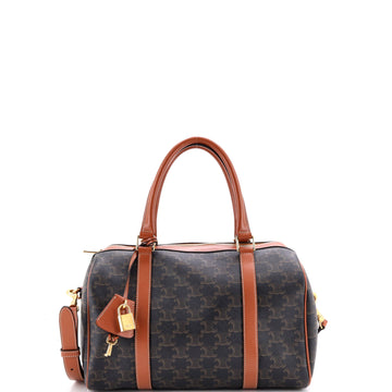 Celine Boston Bag Triomphe Coated Canvas Large