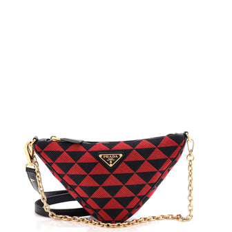 Prada Symbole Triangle Bag Leather and Jacquard Mini