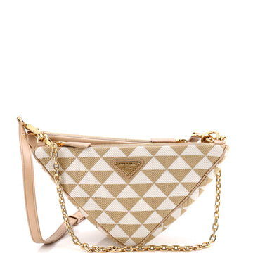 Prada Double Symbole Triangle Bag Leather and Jacquard Mini