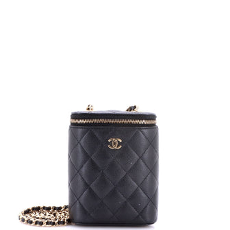 Chanel Vertical Classic Vanity Case with Chain Quilted Caviar Small