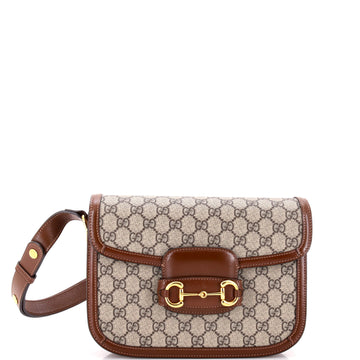 Gucci Horsebit 1955 Shoulder Bag GG Coated Canvas with Leather Small