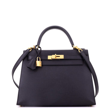 Hermes Kelly Handbag Black Epsom with Gold Hardware 28