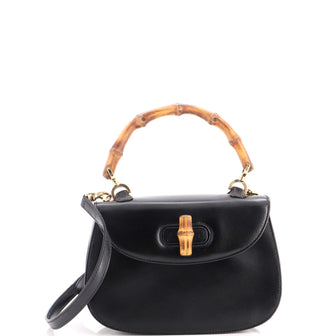 Gucci Vintage Convertible Bamboo Top Handle Bag Leather Small