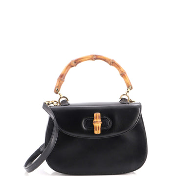 Gucci Vintage Convertible Bamboo Top Handle Bag Leather Small