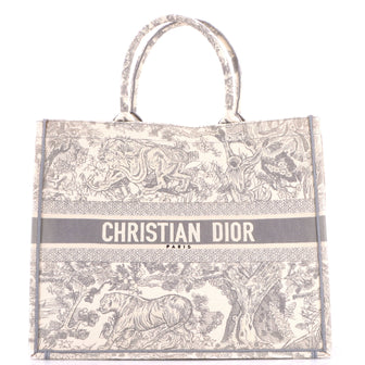 Christian Dior Book Tote Embroidered Canvas Large