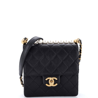 Chanel Chic Pearls Flap Bag Quilted Goatskin Mini