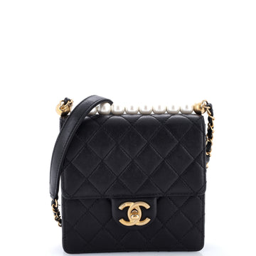 Chanel Chic Pearls Flap Bag Quilted Goatskin Mini