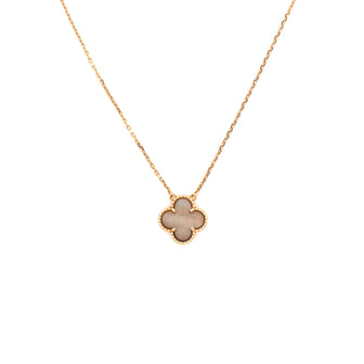 Van Cleef & Arpels Vintage Alhambra Pendant Necklace 18K Rose Gold and Grey Mother of Pearl