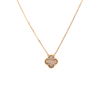 Van Cleef & Arpels Vintage Alhambra Pendant Necklace 18K Rose Gold and Grey Mother of Pearl