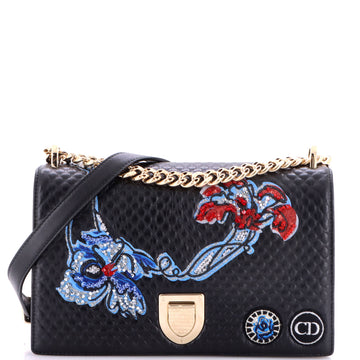 Christian Dior Diorama Flap Bag Patch Embellished Leather Medium