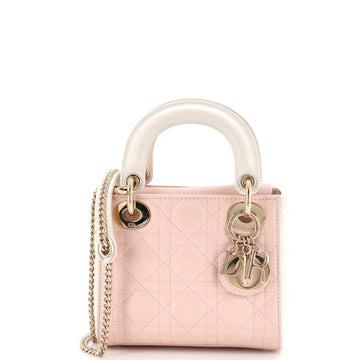 Christian Dior Bicolor Lady Dior Chain Bag Cannage Quilt Lambskin Mini