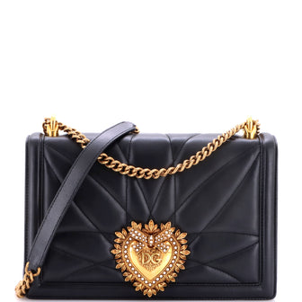 Dolce & Gabbana Devotion Full Flap Shoulder Bag Quilted Leather Large