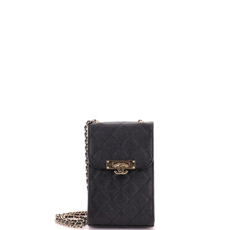 Chanel Golden Class Phone Holder Crossbody Bag Quilted Caviar