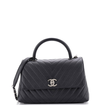 Chanel Coco Top Handle Bag Chevron Caviar Small