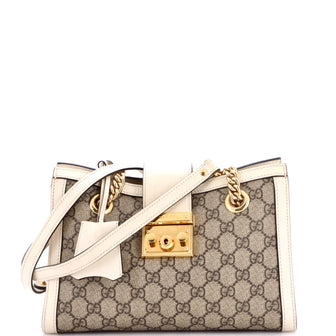 Gucci Padlock Chain Tote GG Coated Canvas with Leather Small
