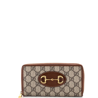 Gucci Horsebit 1955 Zip Around Wallet GG Coated Canvas Long