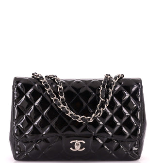 Chanel Classic Single Flap Bag Quilted Patent Jumbo