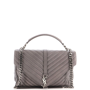 Saint Laurent Classic Monogram College Bag Matelasse Chevron Leather Medium