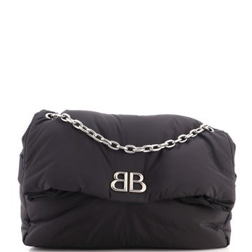 Balenciaga Monaco Chain Flap Shoulder Bag Nylon Large