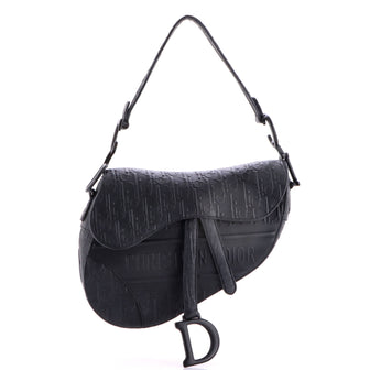 Christian Dior Saddle Handbag Oblique Embossed Calfskin Medium