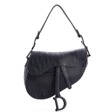 Christian Dior Saddle Handbag Oblique Embossed Calfskin Medium