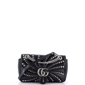 Gucci GG Marmont Flap Bag Studded Matelasse Leather Small